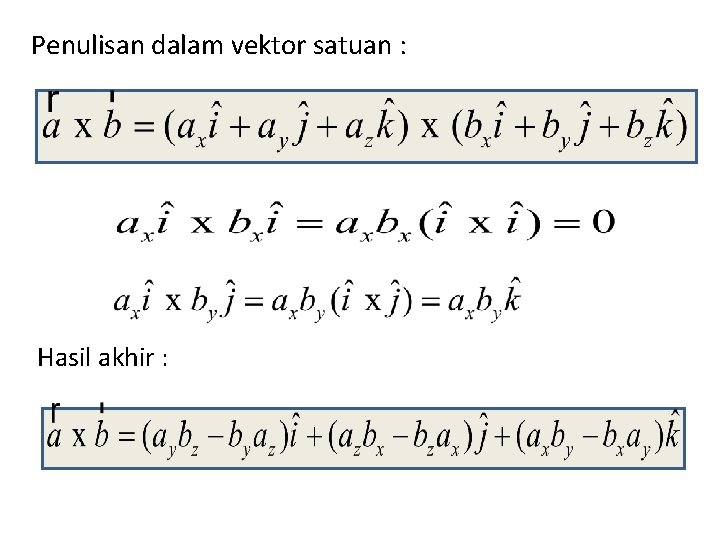 Penulisan dalam vektor satuan : Hasil akhir : 