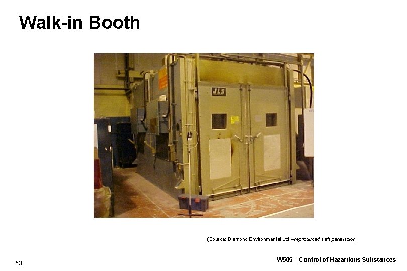 Walk-in Booth (Source: Diamond Environmental Ltd – reproduced with permission) 53. W 505 – Walk-in Booth (Source: Diamond Environmental Ltd – reproduced with permission) 53. W 505 –