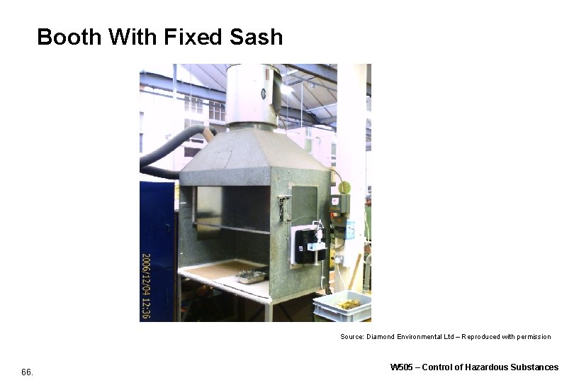 Booth With Fixed Sash Source: Diamond Environmental Ltd – Reproduced with permission 66. W Booth With Fixed Sash Source: Diamond Environmental Ltd – Reproduced with permission 66. W