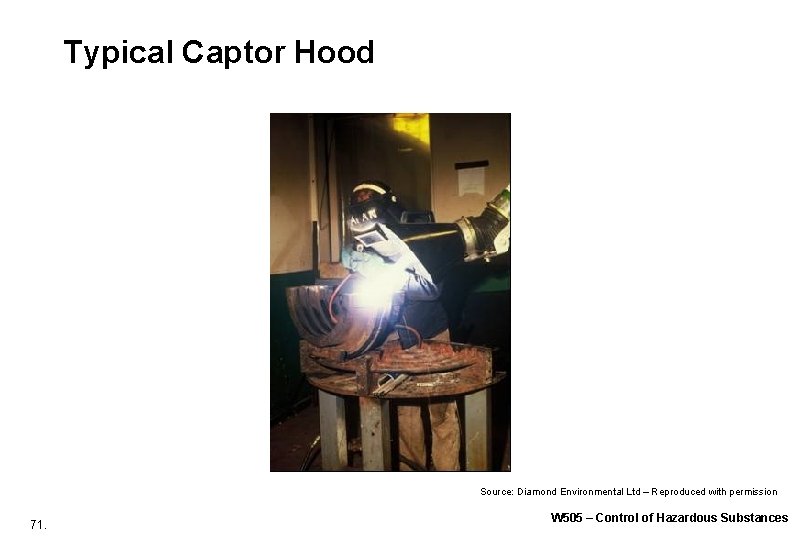 Typical Captor Hood Source: Diamond Environmental Ltd – Reproduced with permission 71. W 505 Typical Captor Hood Source: Diamond Environmental Ltd – Reproduced with permission 71. W 505