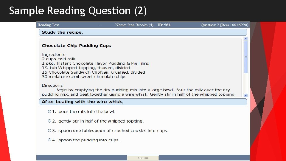 Sample Reading Question (2) Sample Reading Question (2)