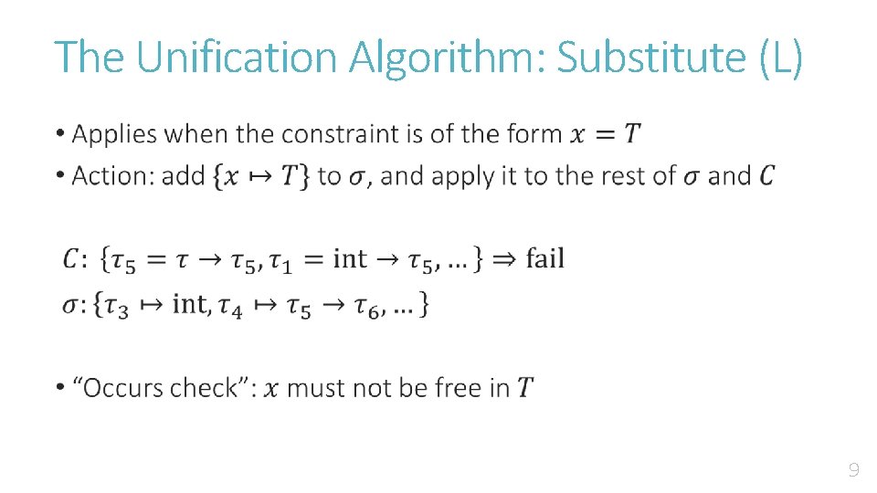 The Unification Algorithm: Substitute (L) • 9 