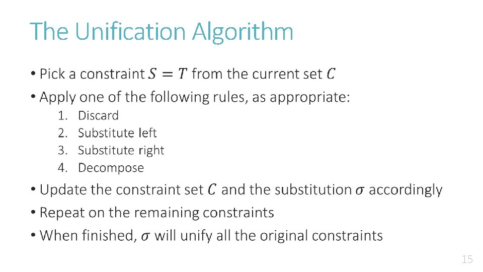 The Unification Algorithm • 15 