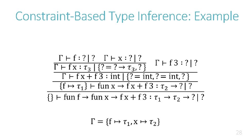 Constraint-Based Type Inference: Example 28 