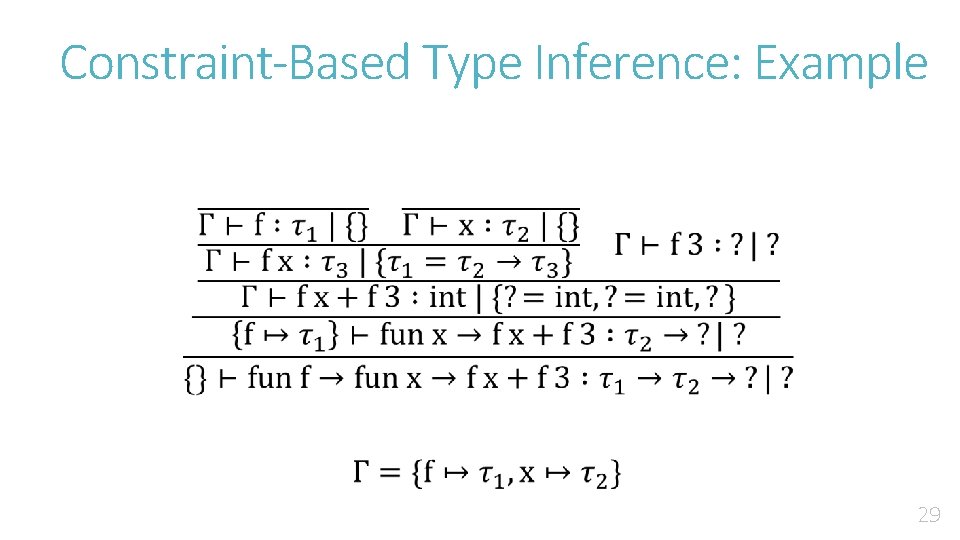 Constraint-Based Type Inference: Example 29 