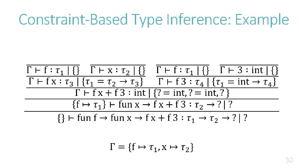 Constraint-Based Type Inference: Example 30 