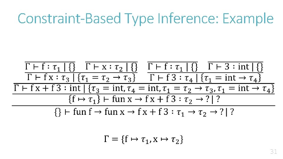 Constraint-Based Type Inference: Example 31 