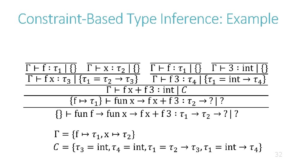 Constraint-Based Type Inference: Example 32 