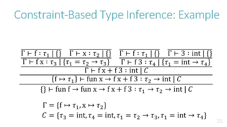 Constraint-Based Type Inference: Example 33 