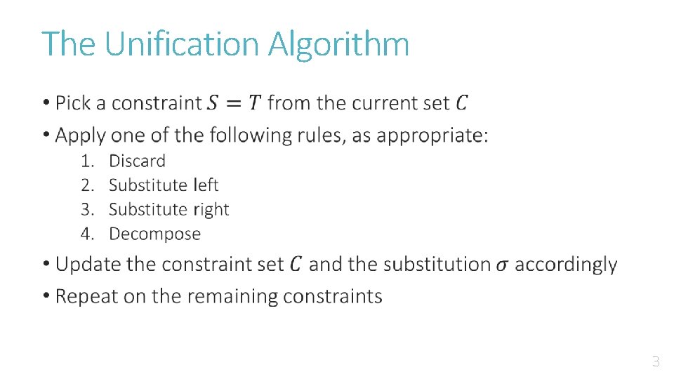 The Unification Algorithm • 3 