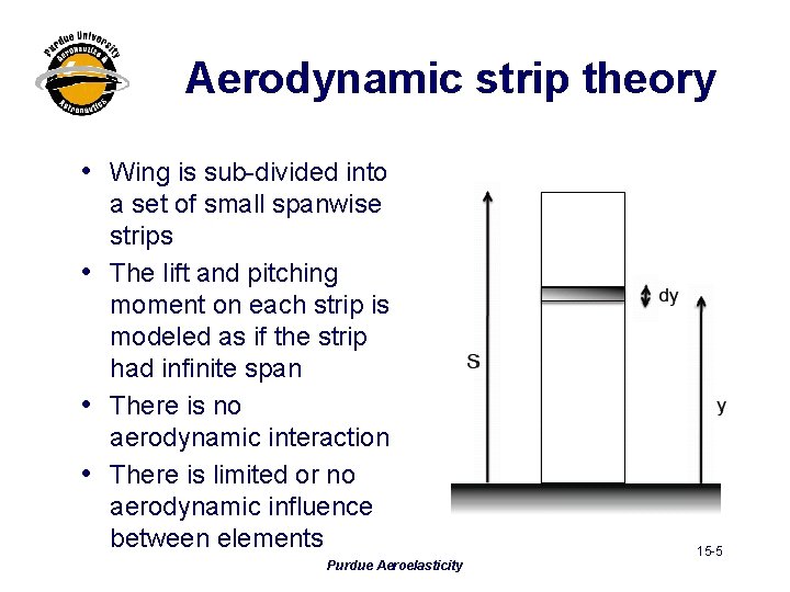 Aerodynamic strip theory • Wing is sub-divided into a set of small spanwise strips
