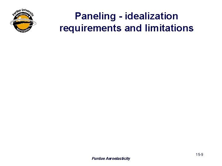 Paneling - idealization requirements and limitations Purdue Aeroelasticity 15 -9 