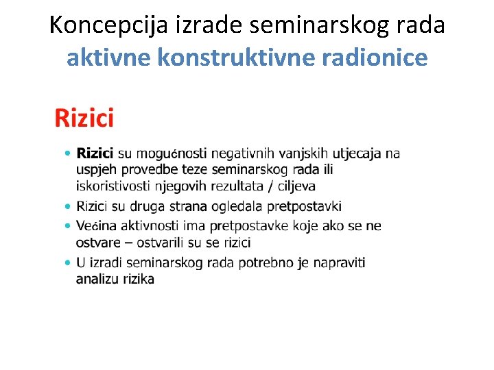 Koncepcija izrade seminarskog rada aktivne konstruktivne radionice 