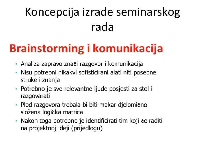 Koncepcija izrade seminarskog rada 