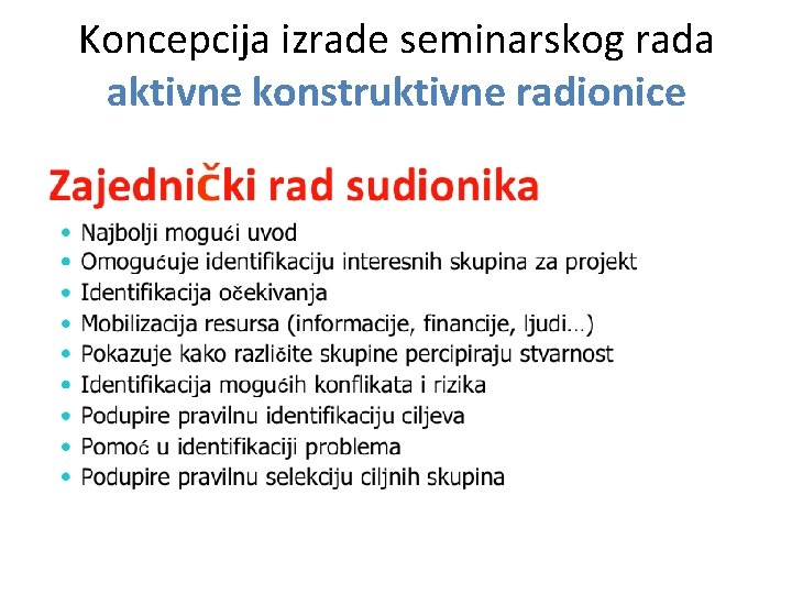 Koncepcija izrade seminarskog rada aktivne konstruktivne radionice 