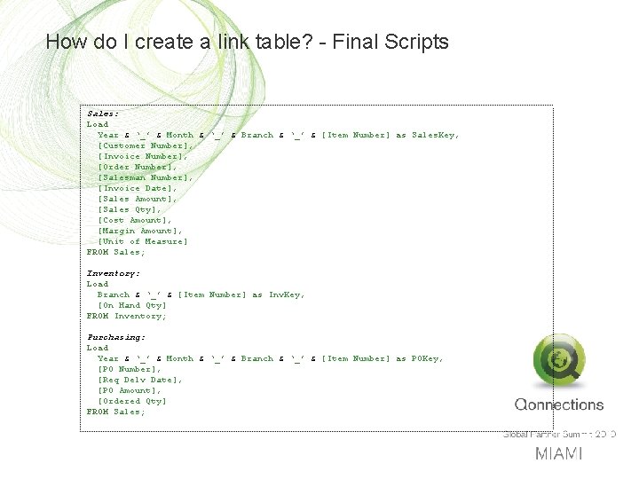 How do I create a link table? - Final Scripts Sales: Load Year &