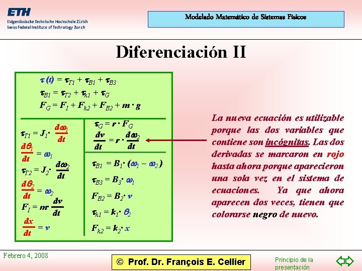 Modelado Matemático de Sistemas Físicos Diferenciación II t (t) = t. T 1 +