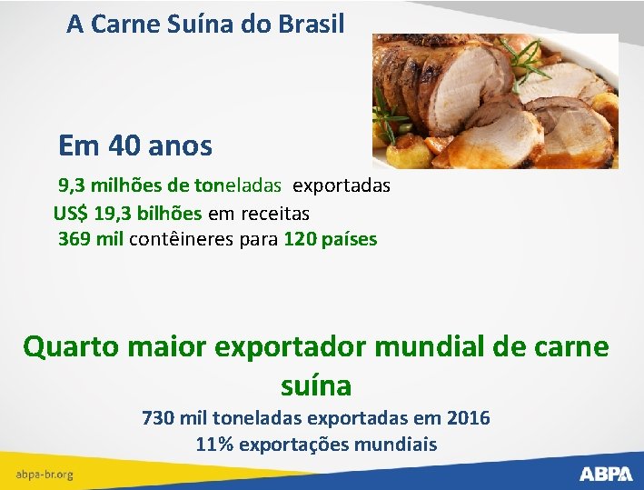 A Carne Suína do Brasil Em 40 anos 9, 3 milhões de toneladas exportadas
