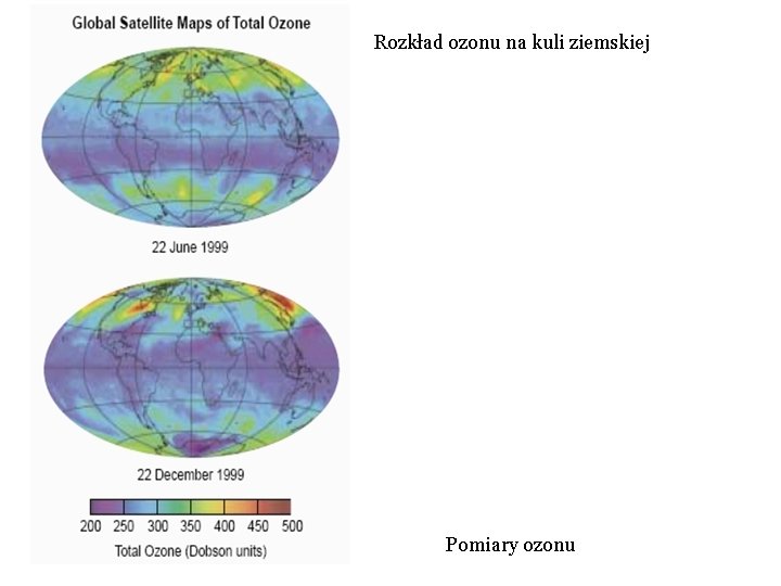 Rozkład ozonu na kuli ziemskiej Pomiary ozonu 