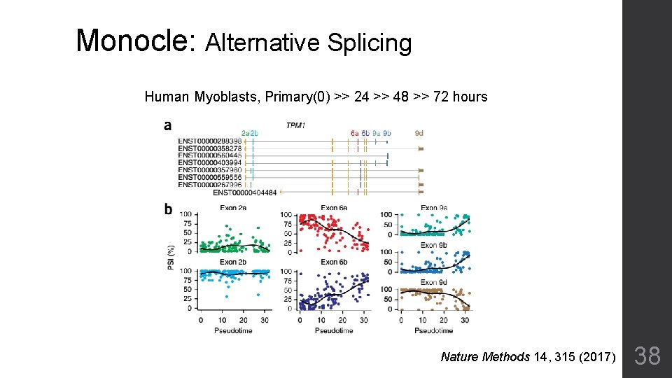 Monocle: Alternative Splicing Human Myoblasts, Primary(0) >> 24 >> 48 >> 72 hours Nature