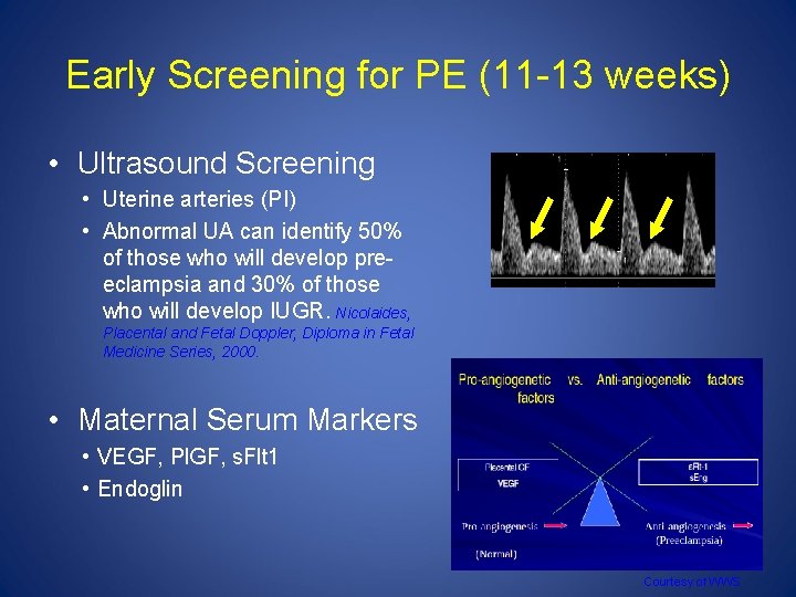 Early Screening for PE (11 -13 weeks) • Ultrasound Screening • Uterine arteries (PI)