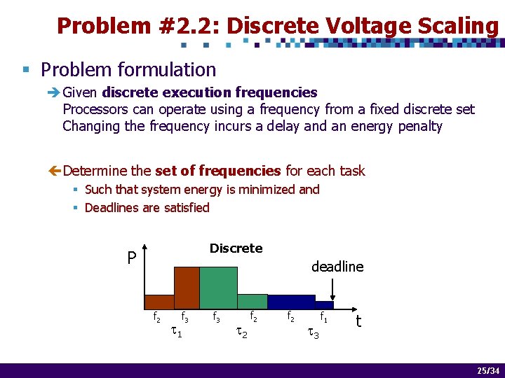 Problem #2. 2: Discrete Voltage Scaling § Problem formulation è Given discrete execution frequencies