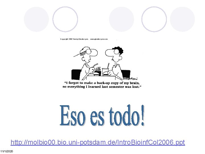 http: //molbio 00. bio. uni-potsdam. de/Intro. Bioinf. Col 2006. ppt 11/1/2020 