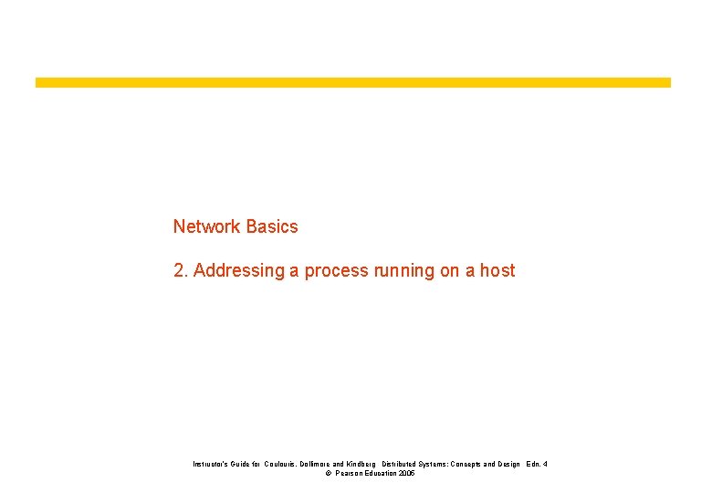 Network Basics 2. Addressing a process running on a host Instructor’s Guide for Coulouris,