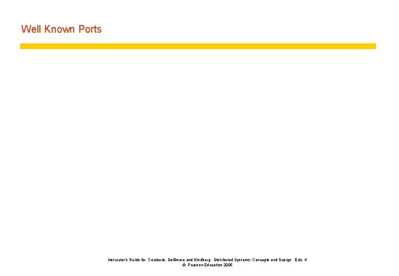 Well Known Ports Instructor’s Guide for Coulouris, Dollimore and Kindberg Distributed Systems: Concepts and