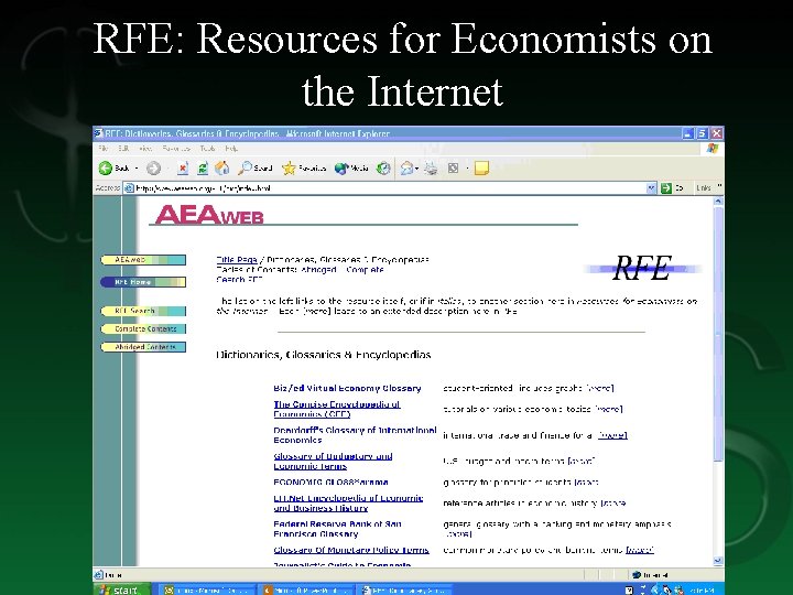 RFE: Resources for Economists on the Internet 