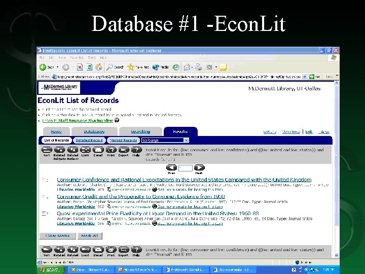 Database #1 -Econ. Lit 
