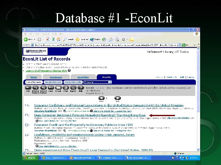 Database #1 -Econ. Lit 