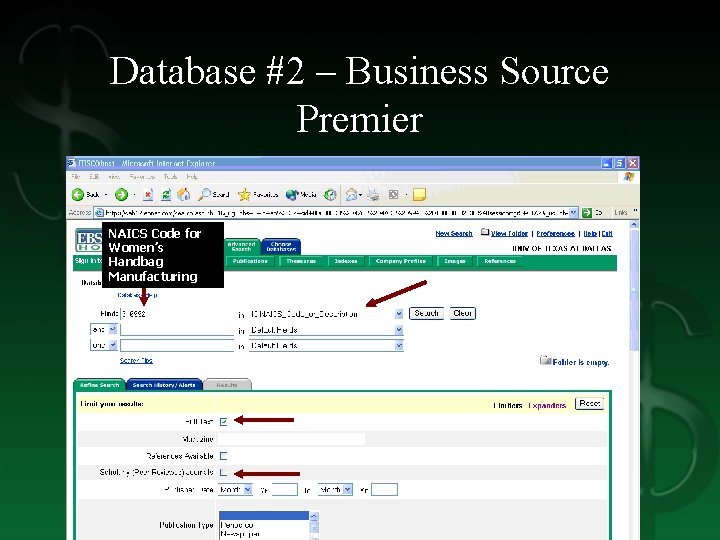 Database #2 – Business Source Premier NAICS Code for Women’s Handbag Manufacturing 