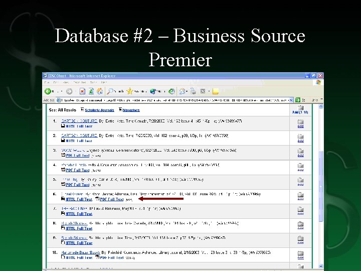 Database #2 – Business Source Premier 