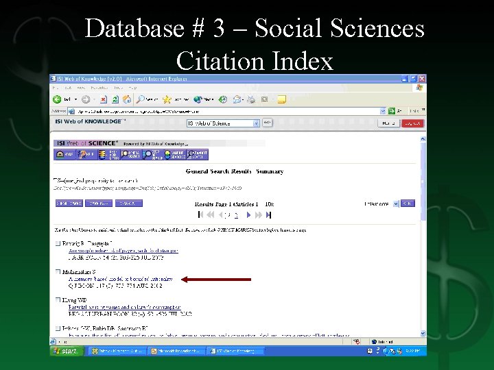 Database # 3 – Social Sciences Citation Index 