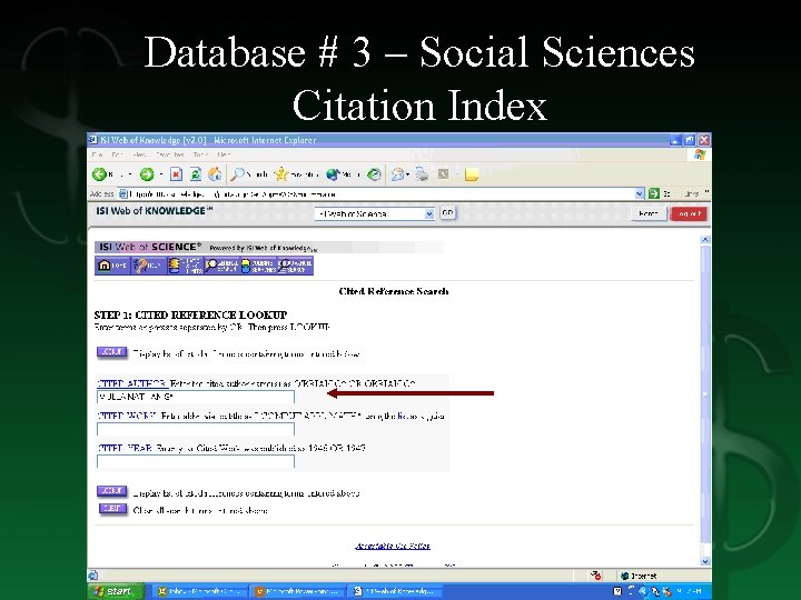 Database # 3 – Social Sciences Citation Index 