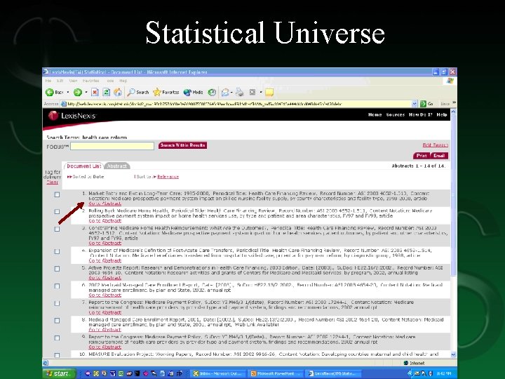 Statistical Universe 