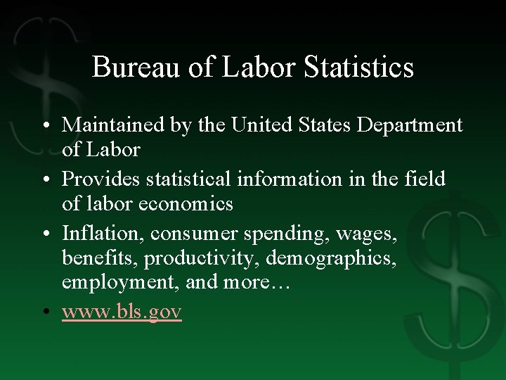 Bureau of Labor Statistics • Maintained by the United States Department of Labor •