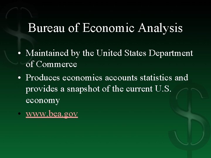 Bureau of Economic Analysis • Maintained by the United States Department of Commerce •