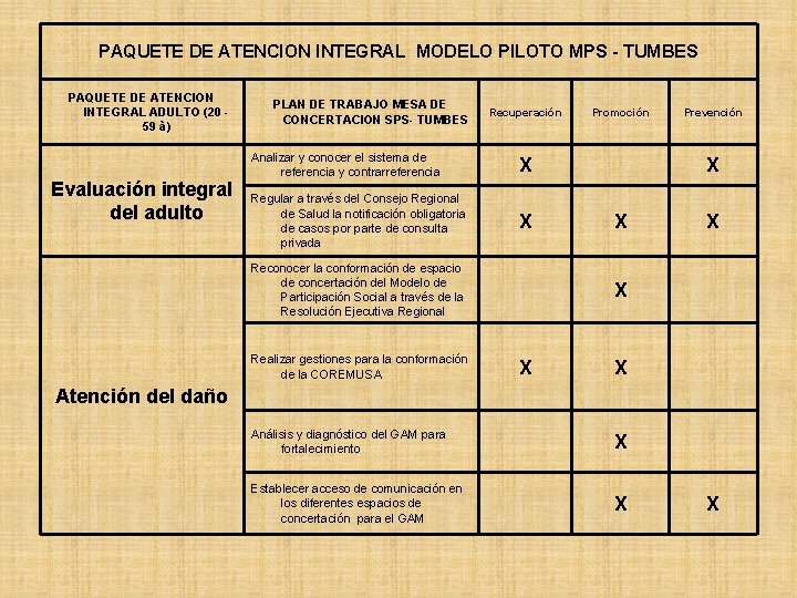 PAQUETE DE ATENCION INTEGRAL MODELO PILOTO MPS - TUMBES PAQUETE DE ATENCION INTEGRAL ADULTO