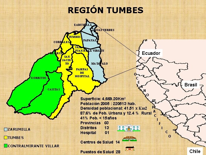 REGIÓN TUMBES ZARUMILLA AGUAS VERDES TUMBES CORRALES LA CRUZ PAPAYAL SAN JUAN DE LA