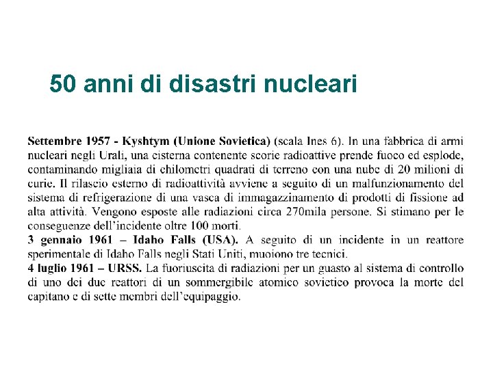 50 anni di disastri nucleari 