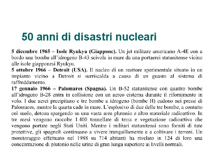 50 anni di disastri nucleari 