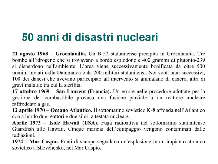 50 anni di disastri nucleari 