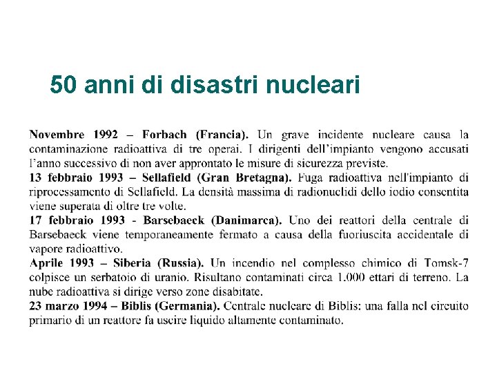 50 anni di disastri nucleari 