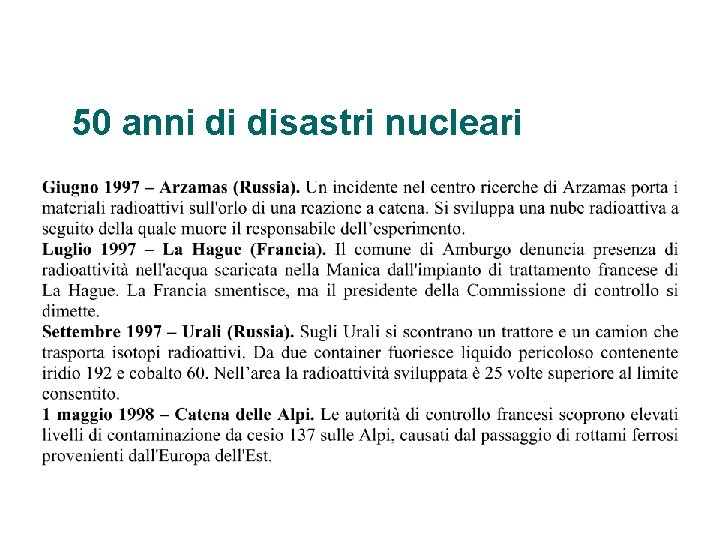 50 anni di disastri nucleari 