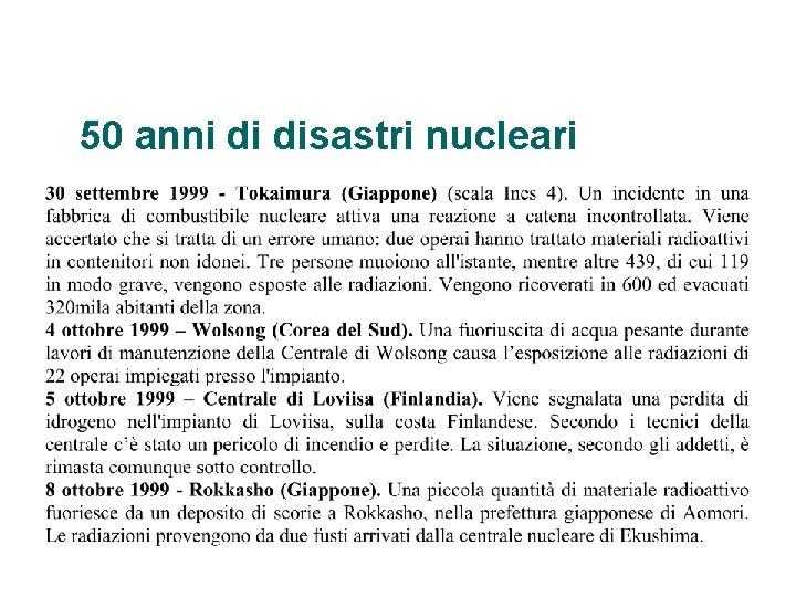 50 anni di disastri nucleari 