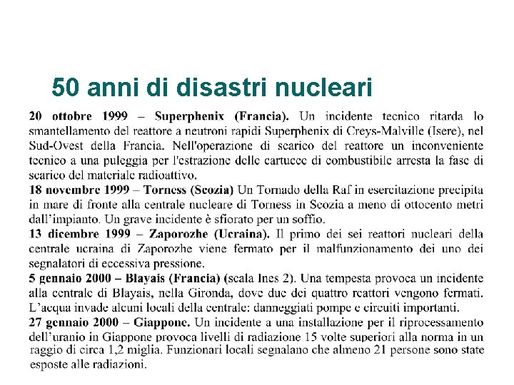 50 anni di disastri nucleari 