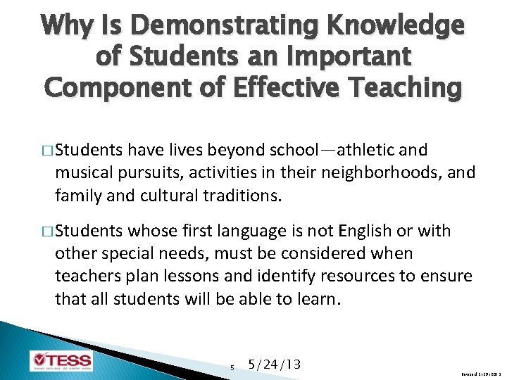 Why Is Demonstrating Knowledge of Students an Important Component of Effective Teaching � Students