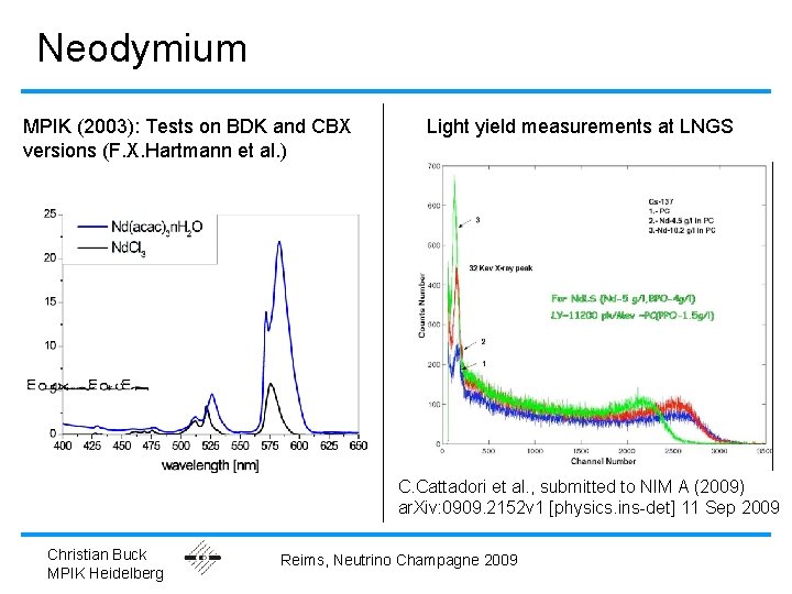Neodymium MPIK (2003): Tests on BDK and CBX versions (F. X. Hartmann et al.